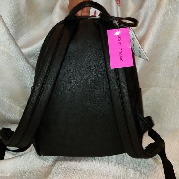 Betsey Johnson Logo Bone and Black Backpack - Picture 2 of 6
